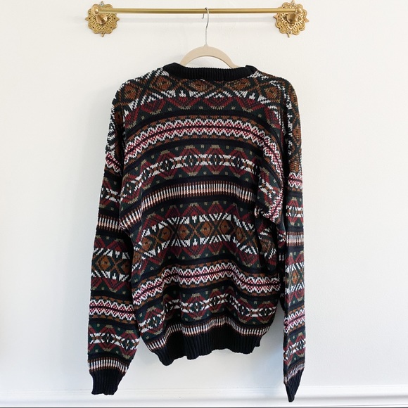 Vintage Scandia Printed Grandpa Sweater Black Multi - Picture 5 of 5